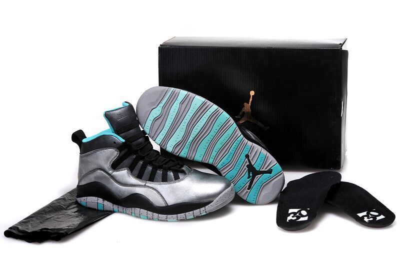 Real Silver Black Blue Jordan 10 Retro Bulls Over Broadway Shoes - Click Image to Close