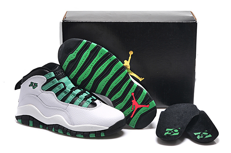 Real White Green Black Jordan 10 Retro Bulls Over Broadway Shoes