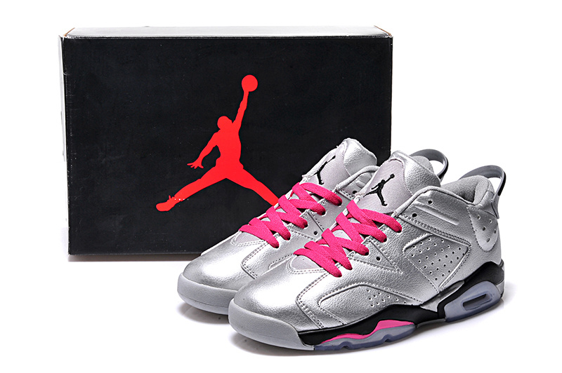 2015 Silver Pink Black Jordan 6 Low Lovers Shoes