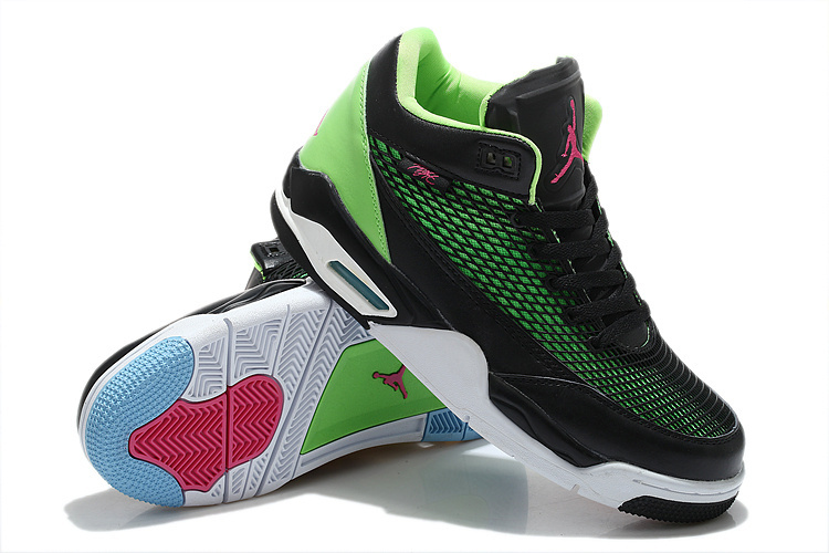 Real Air Jordan Flight Club 80S Black Green White Red Shoes - Click Image to Close