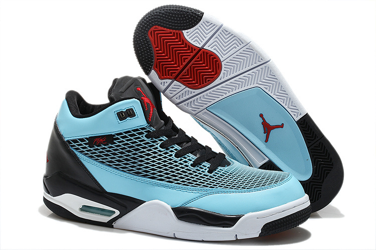 Real Air Jordan Flight Club 80S Blue Black White Shoes - Click Image to Close