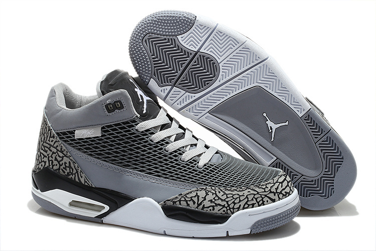 Real Air Jordan Flight Club 80S Grey Black White Shoes - Click Image to Close