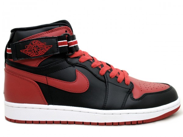 Cheap Air Jordan 1 Shoes High Strap Lack Varsity Red White - Click Image to Close