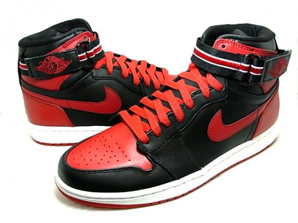 Cheap Air Jordan 1 Shoes High Strap Lack Varsity Red White - Click Image to Close