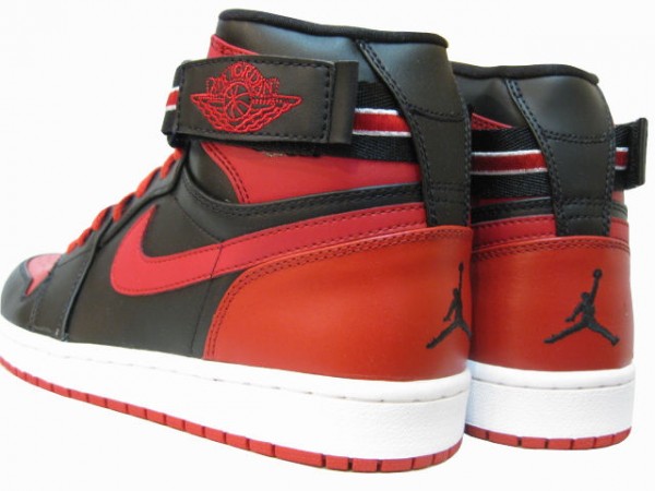 Cheap Air Jordan 1 Shoes High Strap Lack Varsity Red White - Click Image to Close