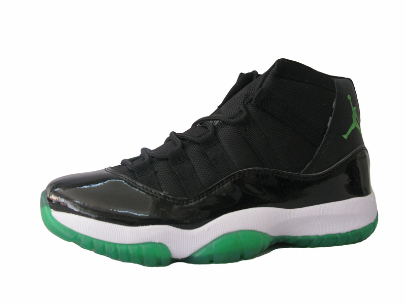 Cheap Air Jordan Shoes Retro 11 Black White Green - Click Image to Close