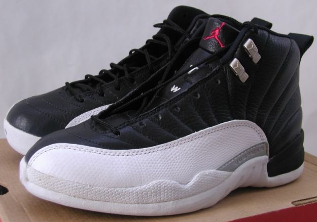 Cheap Air Jordan Shoes 12 Original Playoffs Black Varsity Red White Metallic Silver - Click Image to Close