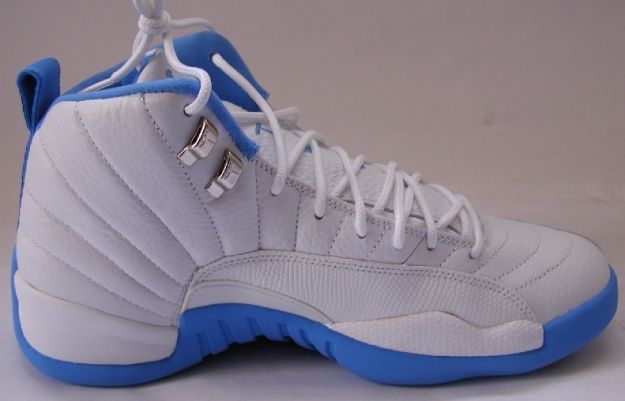 Cheap Air Jordan Shoes 12 Retro Melo White University Blue Metallic Silver - Click Image to Close