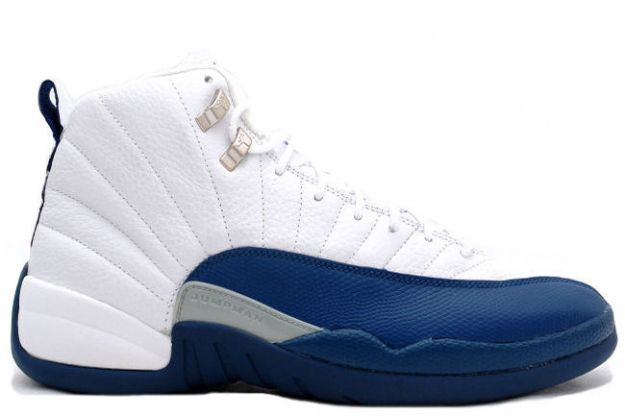 Cheap Air Jordan Shoes 12 Retro White French Blue Metallic Silver Varsity Red