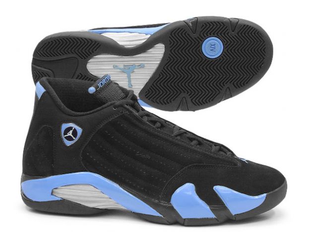 Cheap Air Jordan Shoes 14 Retro Black University Blue Metallic Silver