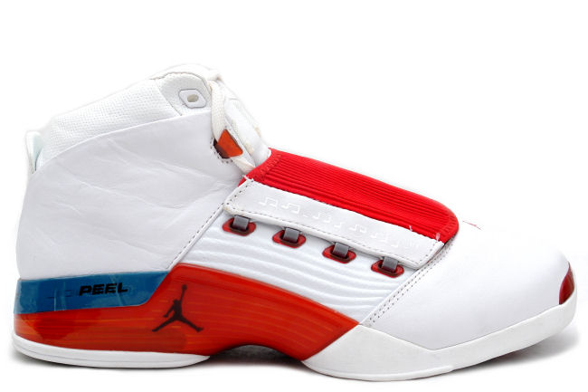 Cheap Air Jordan Shoes 17 Original White Varsity Red Charcoal - Click Image to Close