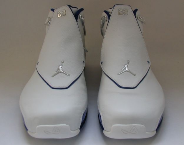 Cheap Air Jordan Shoes 18 Original White Metallic Silver Sport Royal - Click Image to Close
