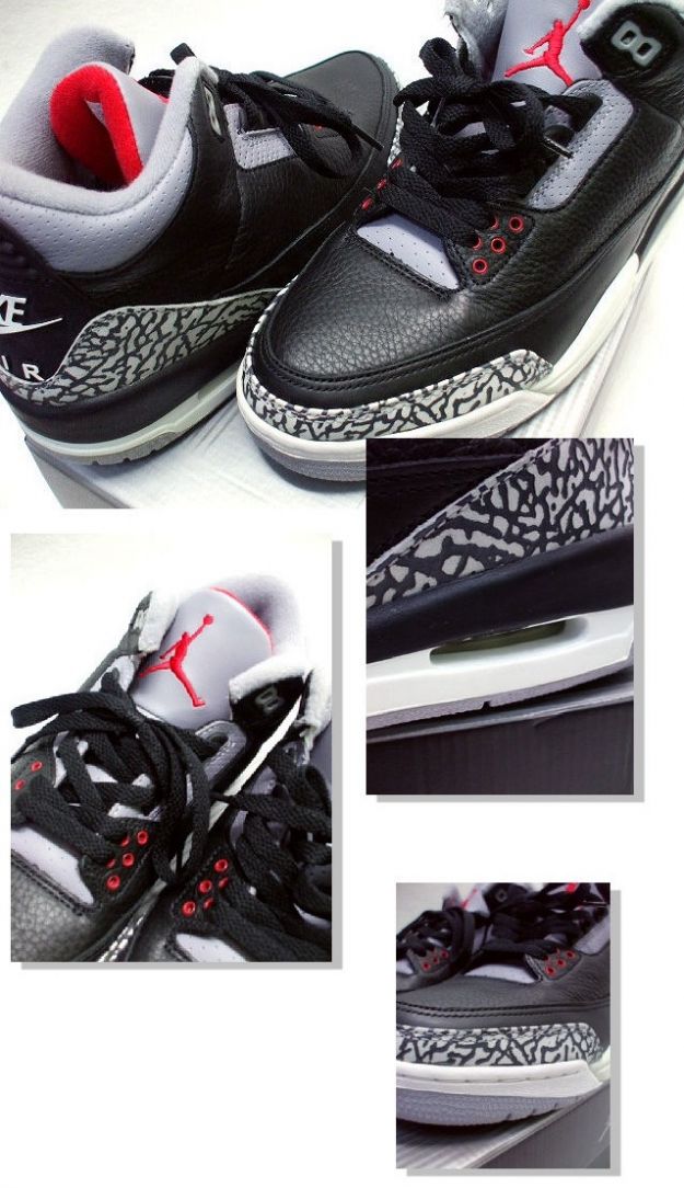 Cheap Air Jordan Shoes 3 Retro 2001 Black Cement Grey