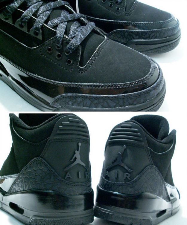 Cheap Air Jordan Shoes 3 Retro Black Cat Black Dark Charcoal Black