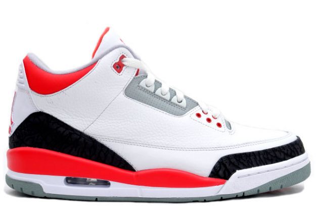 Cheap Air Jordan Shoes 3 White Fire Red Cement Grey