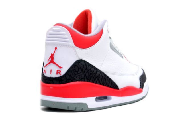 Cheap Air Jordan Shoes 3 White Fire Red Cement Grey