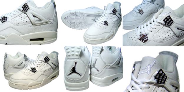 Cheap Air Jordan Shoes 4 Retro 2000 White Wgite Chrome