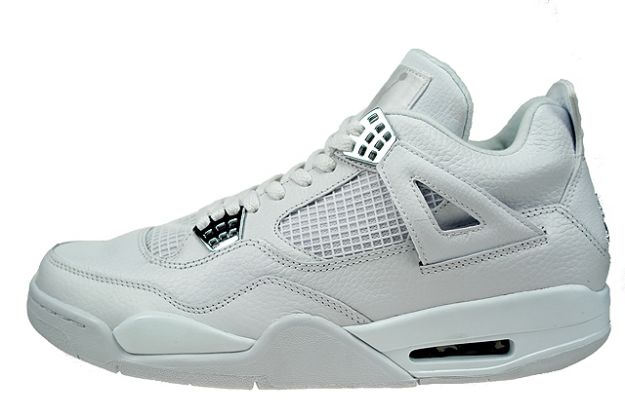 Cheap Air Jordan Shoes 4 Retro Pure Money White Metallic Silver - Click Image to Close