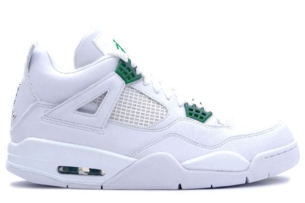 Cheap Air Jordan Shoes 4 Retro White Chrome Classic Green