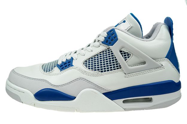 Cheap Air Jordan Shoes 4 Retro White Military Blue Neutral Grey