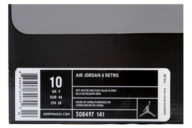 Cheap Air Jordan Shoes 4 Retro White Military Blue Neutral Grey