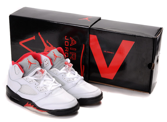 Cheap Air Jordan Shoes 5 Retro Hardcover Box White Black Red - Click Image to Close