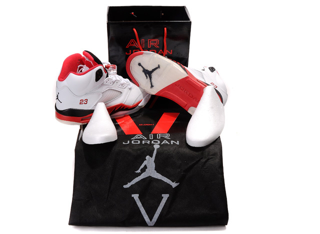 Cheap Air Jordan Shoes 5 Retro Hardcover Box White Black Red - Click Image to Close