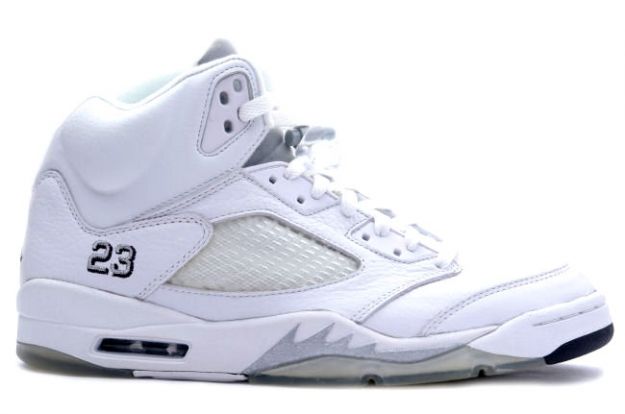 Cheap Air Jordan Shoes 5 Retro High Men White Metallic Silver Black - Click Image to Close