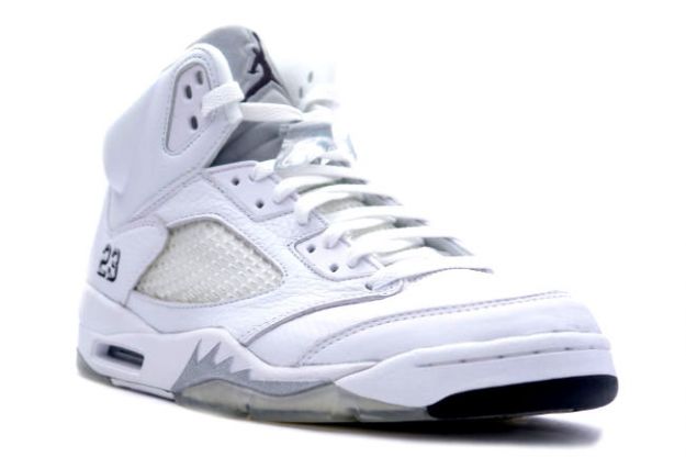 Cheap Air Jordan Shoes 5 Retro High Men White Metallic Silver Black - Click Image to Close