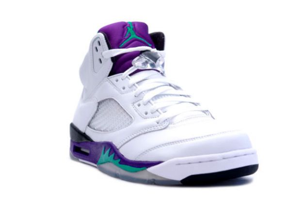 Cheap Air Jordan Shoes 5 Retro White Grape Ice New Emerald - Click Image to Close