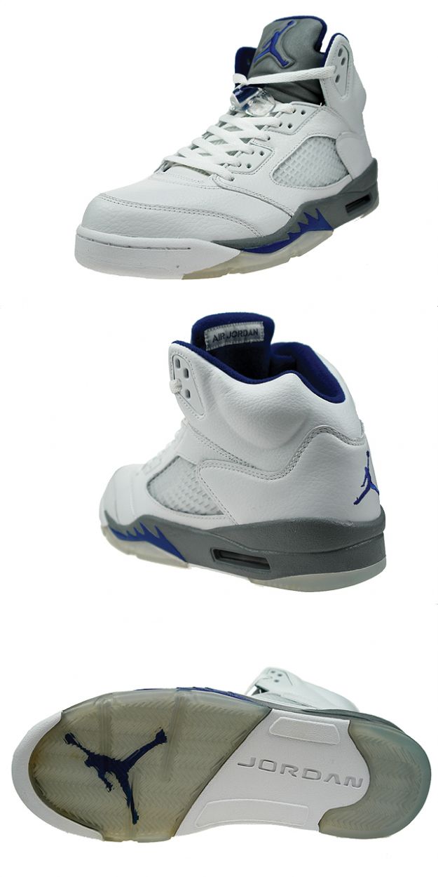 Cheap Air Jordan Shoes 5 Retro White Sport Royal Stealth
