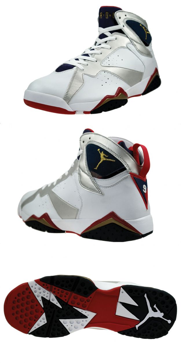 Cheap Air Jordan Shoes 7 Retro Olympics White Metallic Gold Navy True Red