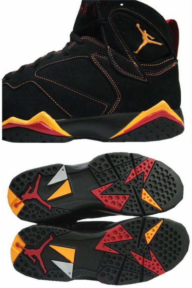 Cheap Air Jordan Shoes 7 Retro Black Citrus Varsity Red
