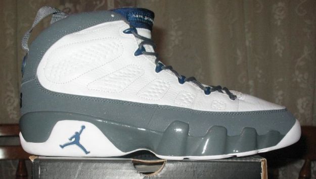 Cheap Air Jordan Shoes 9 Retro White French Blue Flint Grey - Click Image to Close