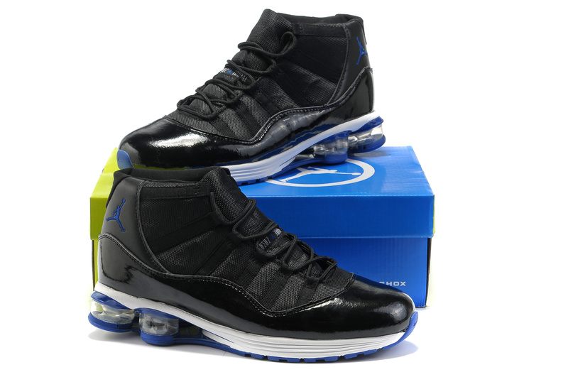 Cheap Air Cushion Jordan Shoes 11 Black White Blue Shoes - Click Image to Close