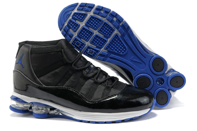 Cheap Air Cushion Jordan Shoes 11 Black White Blue Shoes - Click Image to Close