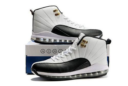 Cheap Air Cushion Jordan 12 White Black Shoes