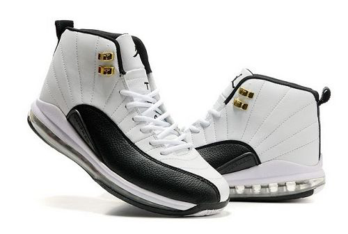 Cheap Air Cushion Jordan 12 White Black Shoes