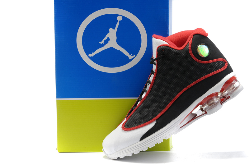 Cheap Air Cushion Jordan Shoes 13 Black White Red Shoes - Click Image to Close