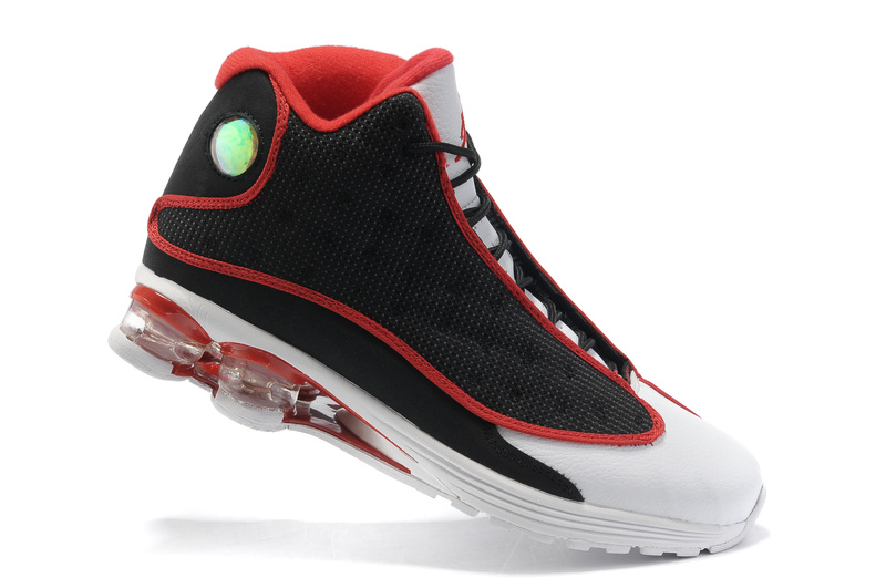 Cheap Air Cushion Jordan Shoes 13 Black White Red Shoes - Click Image to Close