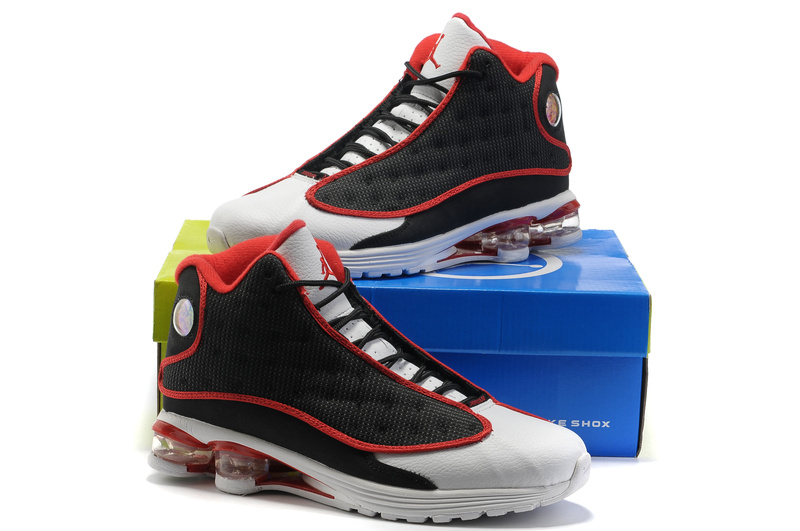 Cheap Air Cushion Jordan Shoes 13 Black White Red Shoes - Click Image to Close