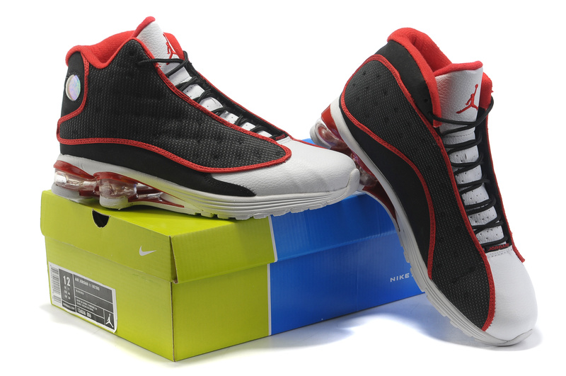 Cheap Air Cushion Jordan Shoes 13 Black White Red Shoes - Click Image to Close