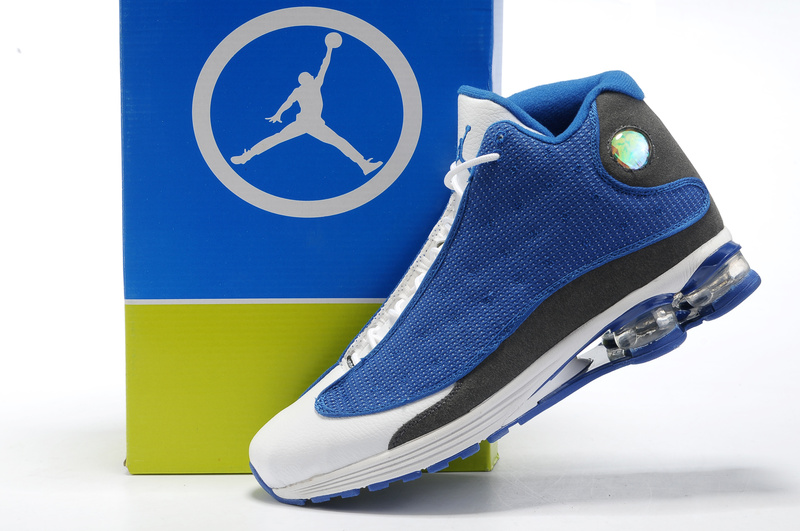 Cheap Air Cushion Jordan Shoes 13 Blue White Grey Shoes - Click Image to Close