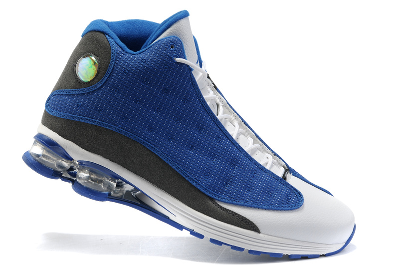 Cheap Air Cushion Jordan Shoes 13 Blue White Grey Shoes - Click Image to Close