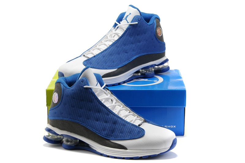 Cheap Air Cushion Jordan Shoes 13 Blue White Grey Shoes - Click Image to Close