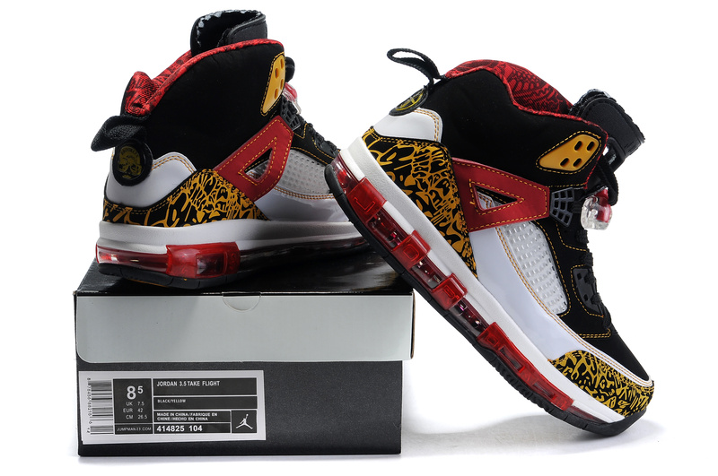 Cheap Air Cushion Jordan 3.5 Black White Yellow Red Shoes - Click Image to Close