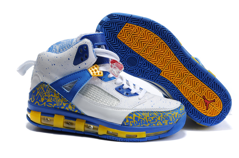 Cheap Air Cushion Jordan 3.5 White Blue Yellow Shoes - Click Image to Close