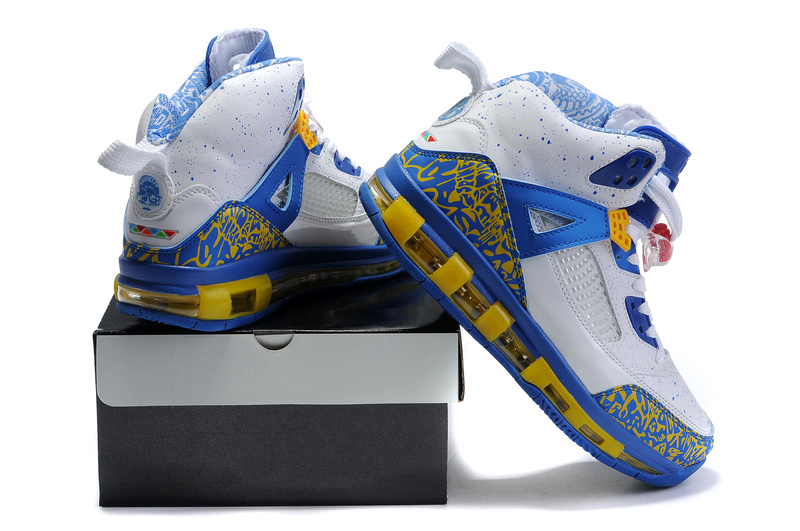 Cheap Air Cushion Jordan 3.5 White Blue Yellow Shoes - Click Image to Close