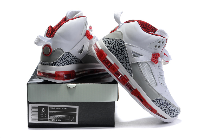 Cheap Air Cushion Jordan 3.5 White Grey Red Shoes - Click Image to Close