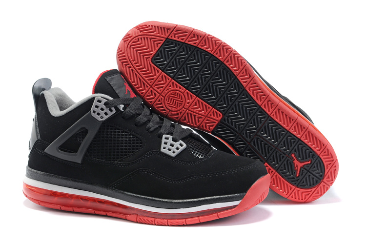 Cheap Air Cushion Jordan 4 Black Red White Shoes